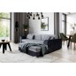 Canapé d'angle convertible en tissu velours gris et noir Luxe, 5 places, angle droit (vu de face), SOHO VELOURS Canapé d'angle convertible en tissu velours gris et noir Luxe, 5 places, angle droit (vu de face), SOHO VELOURS