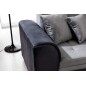 Canapé d'angle convertible en tissu velours gris et noir Luxe, 5 places, angle droit (vu de face), SOHO VELOURS Canapé d'angle convertible en tissu velours gris et noir Luxe, 5 places, angle droit (vu de face), SOHO VELOURS