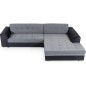 Canapé d'angle convertible en tissu velours gris et noir Luxe, 5 places, angle droit (vu de face), SOHO VELOURS Canapé d'angle convertible en tissu velours gris et noir Luxe, 5 places, angle droit (vu de face), SOHO VELOURS