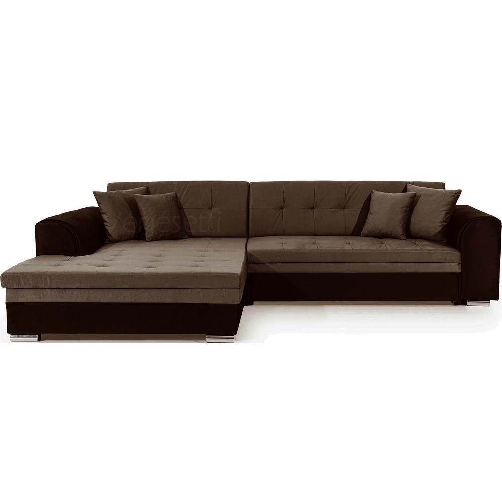 Canapé d'angle convertible en tissu velours Luxe, marron et chocolat, 5 places, angle gauche (vu de face), SOHO VELOURS Canapé d'angle convertible en tissu velours Luxe, marron et chocolat, 5 places, angle gauche (vu de face), SOHO VELOURS