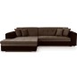 Canapé d'angle convertible en tissu velours Luxe, marron et chocolat, 5 places, angle gauche (vu de face), SOHO VELOURS Canapé d'angle convertible en tissu velours Luxe, marron et chocolat, 5 places, angle gauche (vu de face), SOHO VELOURS