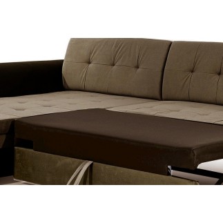 Canapé d'angle convertible en tissu velours Luxe, marron et chocolat, 5 places, angle gauche (vu de face), SOHO VELOURS