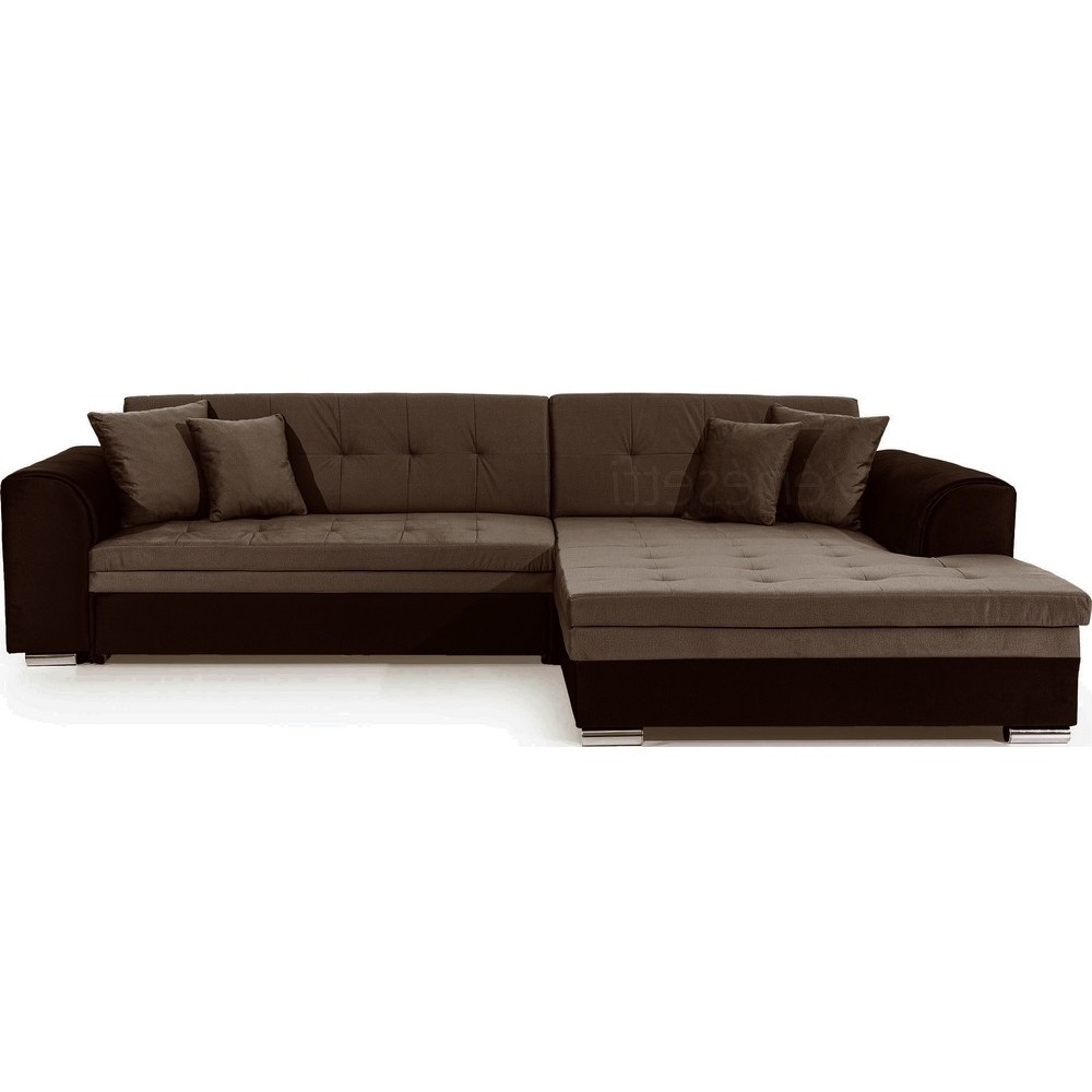 Canapé d'angle convertible en tissu velours Luxe, marron et chocolat, 5 places, angle droit (vu de face), SOHO VELOURS Canapé d'angle convertible en tissu velours Luxe, marron et chocolat, 5 places, angle droit (vu de face), SOHO VELOURS