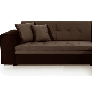 Canapé d'angle convertible en tissu velours Luxe, marron et chocolat, 5 places, angle droit (vu de face), SOHO VELOURS