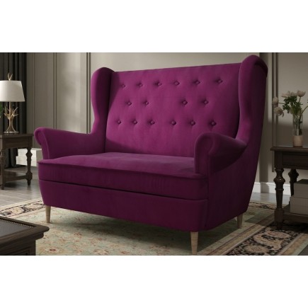 Canapé 2 places en tissu de catégorie Luxe, Fuschia - ARNAUD