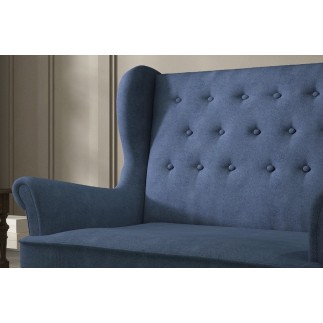 Canapé 2 places en tissu de catégorie Luxe, Bleu - ARNAUD