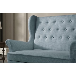 Canapé 2 places en tissu de catégorie Luxe, Bleu clair - ARNAUD
