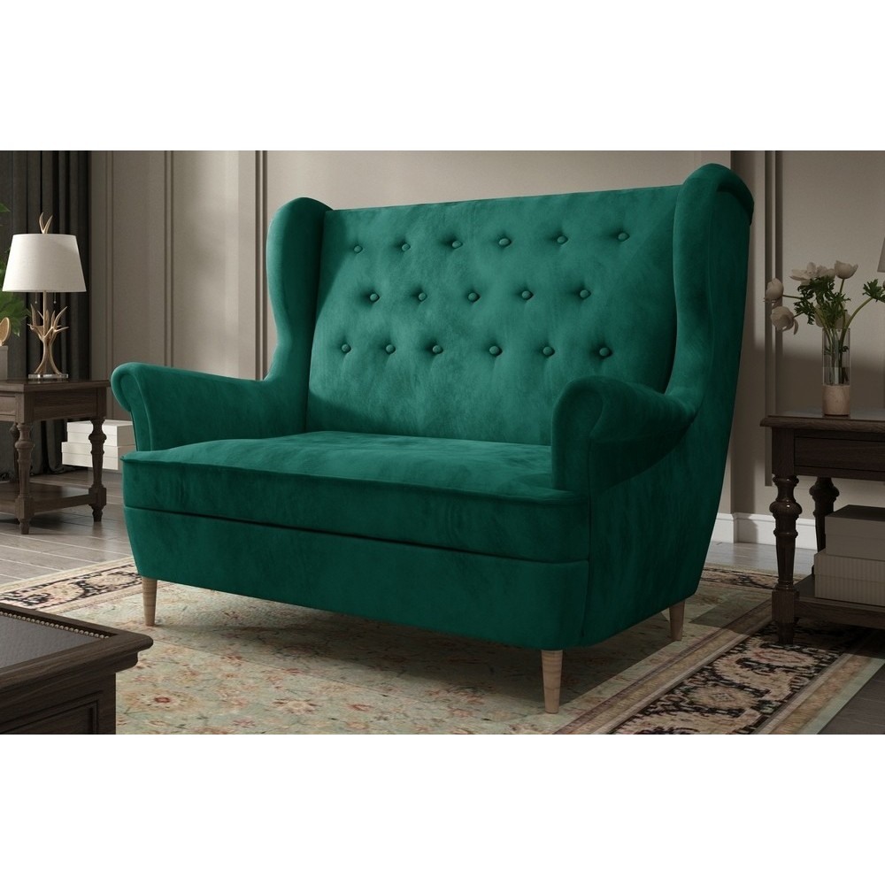 Canapé 2 places en tissu velours de catégorie Luxe, vert - ARNAUD, Vert foncé Canapé 2 places en tissu velours de catégorie Luxe, vert - ARNAUD, Vert foncé