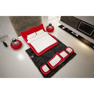 Lit en cuir italien de luxe LUXEN, rouge, 140x190
