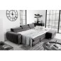 Canapé d'angle convertible en tissu velours Luxe gris, 5 places, angle droit (vu de face) - GRECE VELOURS