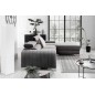 Canapé d'angle convertible en tissu velours Luxe gris, 5 places, angle droit (vu de face) - GRECE VELOURS