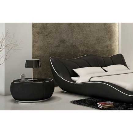 Lit en cuir italien de luxe LUXEN, noir, 140x190