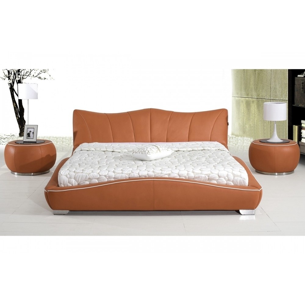 Lit en cuir italien de luxe LUXEN, marron, 140x190 Lit en cuir italien de luxe LUXEN, marron, 140x190