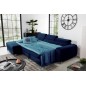 - Canapé d'angle convertible en tissu velours Luxe bleu, 5 places, angle gauche (vu de face) - GRECE VELOURS - Canapé d'angle convertible en tissu velours Luxe bleu, 5 places, angle gauche (vu de face) - GRECE VELOURS
