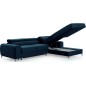 Canapé d'angle convertible en tissu velours Luxe bleu, 5 places, angle droit (vu de face) - GRECE VELOURS