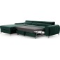 Canapé d'angle convertible en tissu velours Luxe vert, 5 places, angle gauche (vu de face) - GRECE VELOURS Canapé d'angle convertible en tissu velours Luxe vert, 5 places, angle gauche (vu de face) - GRECE VELOURS