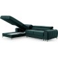 Canapé d'angle convertible en tissu velours Luxe vert, 5 places, angle gauche (vu de face) - GRECE VELOURS Canapé d'angle convertible en tissu velours Luxe vert, 5 places, angle gauche (vu de face) - GRECE VELOURS