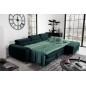 - Canapé d'angle convertible en tissu velours Luxe vert, 5 places, angle droit (vu de face) - GRECE VELOURS - Canapé d'angle convertible en tissu velours Luxe vert, 5 places, angle droit (vu de face) - GRECE VELOURS