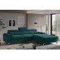 - Canapé d'angle convertible en tissu velours Luxe vert, 5 places, angle droit (vu de face) - GRECE VELOURS - Canapé d'angle convertible en tissu velours Luxe vert, 5 places, angle droit (vu de face) - GRECE VELOURS