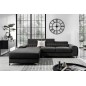 Canapé d'angle convertible en tissu velours Luxe noir, 5 places, angle gauche (vu de face) - GRECE VELOURS Canapé d'angle convertible en tissu velours Luxe noir, 5 places, angle gauche (vu de face) - GRECE VELOURS