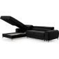 Canapé d'angle convertible en tissu velours Luxe noir, 5 places, angle gauche (vu de face) - GRECE VELOURS Canapé d'angle convertible en tissu velours Luxe noir, 5 places, angle gauche (vu de face) - GRECE VELOURS