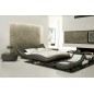 Lit en cuir italien de luxe LUXEN, gris foncé, 140x190