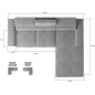 Canapé d'angle convertible en tissu velours Luxe noir, 5 places, angle gauche (vu de face) - GRECE VELOURS Canapé d'angle convertible en tissu velours Luxe noir, 5 places, angle gauche (vu de face) - GRECE VELOURS