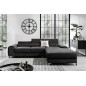 Canapé d'angle convertible en tissu velours Luxe noir, 5 places, angle droit (vu de face) - GRECE VELOURS Canapé d'angle convertible en tissu velours Luxe noir, 5 places, angle droit (vu de face) - GRECE VELOURS