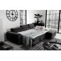 Canapé d'angle convertible en tissu velours Luxe noir, 5 places, angle droit (vu de face) - GRECE VELOURS Canapé d'angle convertible en tissu velours Luxe noir, 5 places, angle droit (vu de face) - GRECE VELOURS
