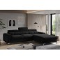 Canapé d'angle convertible en tissu velours Luxe noir, 5 places, angle droit (vu de face) - GRECE VELOURS Canapé d'angle convertible en tissu velours Luxe noir, 5 places, angle droit (vu de face) - GRECE VELOURS