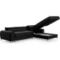 Canapé d'angle convertible en tissu velours Luxe noir, 5 places, angle droit (vu de face) - GRECE VELOURS Canapé d'angle convertible en tissu velours Luxe noir, 5 places, angle droit (vu de face) - GRECE VELOURS