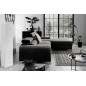 Canapé d'angle convertible en tissu velours Luxe noir, 5 places, angle droit (vu de face) - GRECE VELOURS Canapé d'angle convertible en tissu velours Luxe noir, 5 places, angle droit (vu de face) - GRECE VELOURS