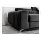 Canapé d'angle convertible en tissu velours Luxe noir, 5 places, angle droit (vu de face) - GRECE VELOURS Canapé d'angle convertible en tissu velours Luxe noir, 5 places, angle droit (vu de face) - GRECE VELOURS