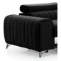 Canapé d'angle convertible en tissu velours Luxe noir, 5 places, angle droit (vu de face) - GRECE VELOURS Canapé d'angle convertible en tissu velours Luxe noir, 5 places, angle droit (vu de face) - GRECE VELOURS
