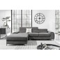 Canapé d'angle convertible en tissu velours Luxe gris, 5 places, angle gauche (vu de face) - GRECE VELOURS Canapé d'angle convertible en tissu velours Luxe gris, 5 places, angle gauche (vu de face) - GRECE VELOURS