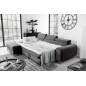 Canapé d'angle convertible en tissu velours Luxe gris, 5 places, angle gauche (vu de face) - GRECE VELOURS Canapé d'angle convertible en tissu velours Luxe gris, 5 places, angle gauche (vu de face) - GRECE VELOURS