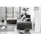 Canapé d'angle convertible en tissu velours Luxe gris, 5 places, angle gauche (vu de face) - GRECE VELOURS Canapé d'angle convertible en tissu velours Luxe gris, 5 places, angle gauche (vu de face) - GRECE VELOURS