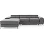 Canapé d'angle convertible en tissu velours Luxe gris, 5 places, angle gauche (vu de face) - GRECE VELOURS Canapé d'angle convertible en tissu velours Luxe gris, 5 places, angle gauche (vu de face) - GRECE VELOURS