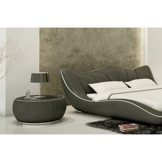 Lit en cuir italien de luxe LUXEN, gris foncé