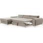 Canapé d'angle convertible en tissu velours Luxe beige, 5 places, angle gauche (vu de face) - GRECE VELOURS