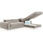 Canapé d'angle convertible en tissu velours Luxe beige, 5 places, angle droit (vu de face) - GRECE VELOURS
