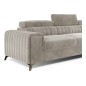 Canapé d'angle convertible en tissu velours Luxe beige, 5 places, angle droit (vu de face) - GRECE VELOURS
