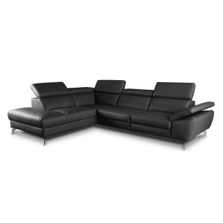 1er paiement de la commande/ Canapé d'angle en 100% tout cuir épais de luxe italien, 5/6 places kasini, noir, angle gauche, 6x s