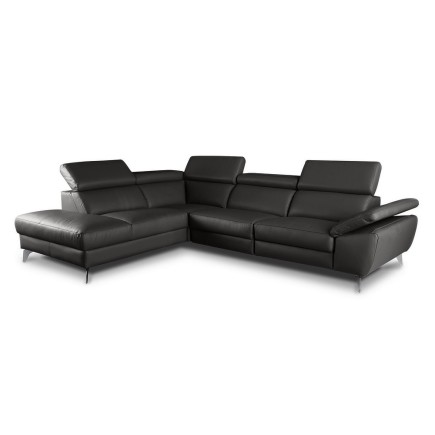 1er paiement de la commande/ Canapé d'angle en 100% tout cuir épais de luxe italien, 5/6 places kasini, noir, angle gauche, 6x s