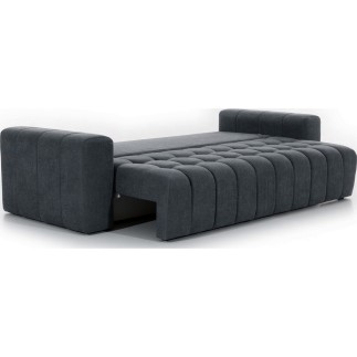 Canapé 3 places convertible et espace de rangement - Gris foncé - en tissu de qualité luxe, LAZIO