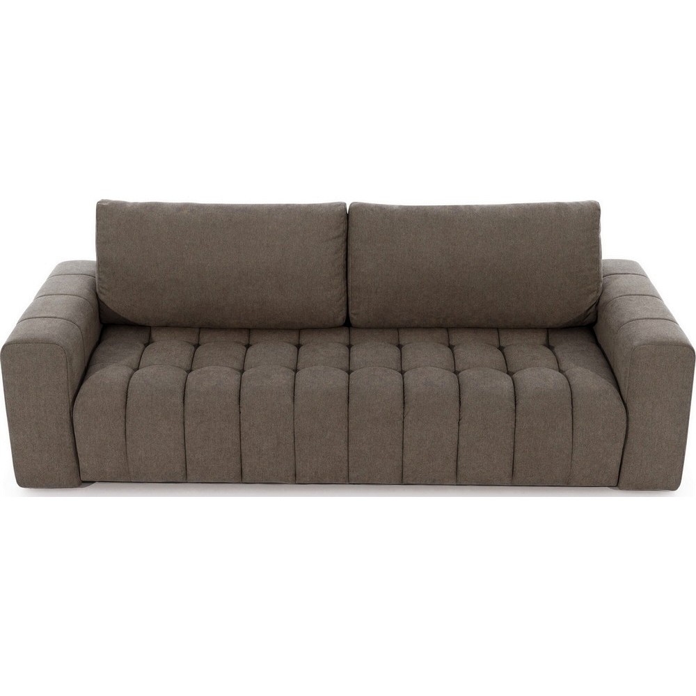 Canapé 3 places convertible et espace de rangement - Marron - en tissu de qualité luxe, LAZIO