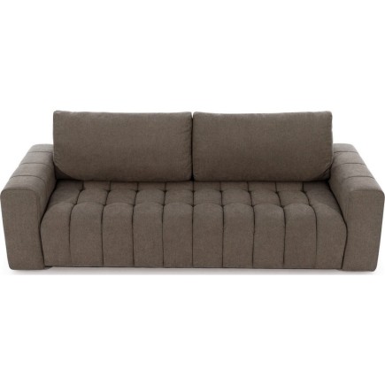 Canapé 3 places convertible et espace de rangement - Marron - en tissu de qualité luxe, LAZIO