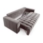 Canapé 3 places convertible et espace de rangement - Marron - en tissu de qualité luxe, LAZIO