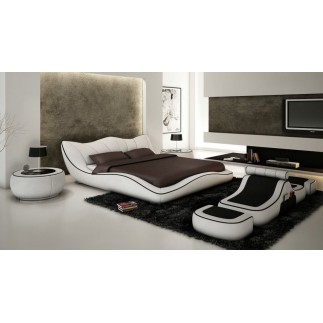 Lit en cuir italien de luxe LUXEN, blanc