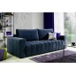 Canapé 3 places convertible et espace de rangement - bleu - en tissu velours de qualité luxe, LAZIO